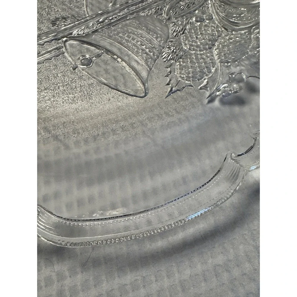 Mikasa Crystal Holiday Bells Mistletoe Scalloped Edge Hostess Platter 15